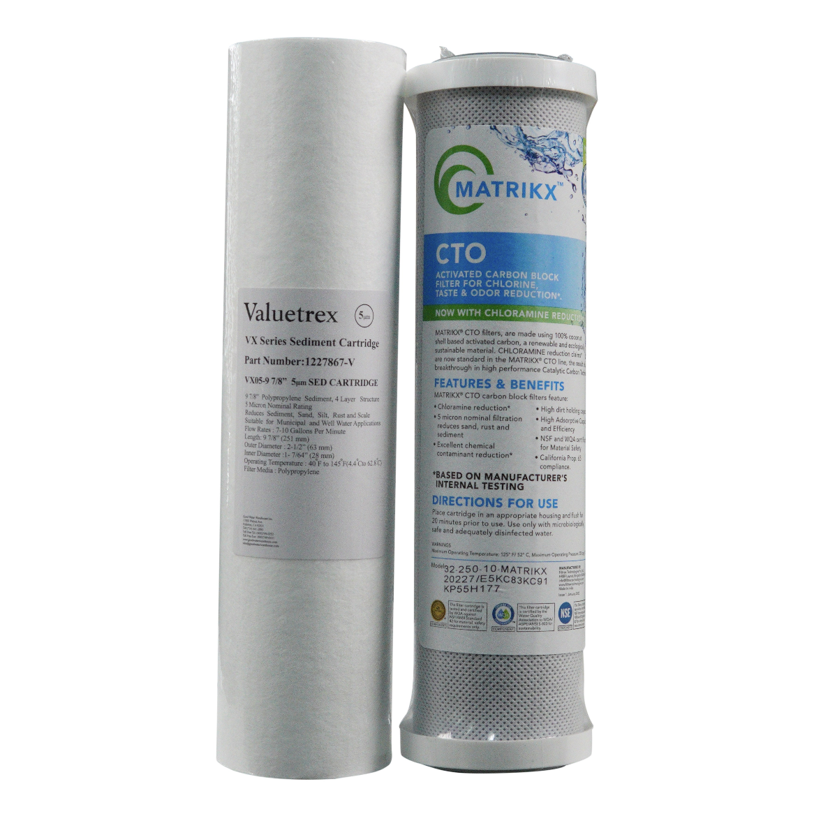 Combo 10" Filter 2 Pack - 1 Sediment and 1 Carbon | Bundle