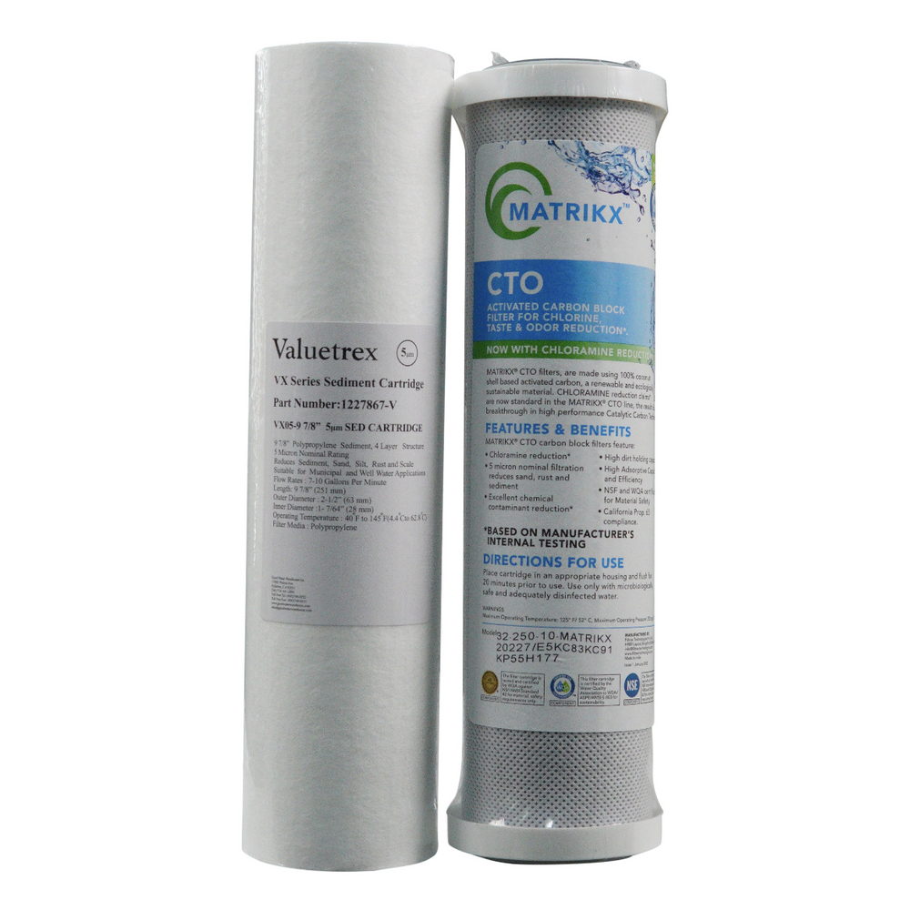 Combo 10" Filter 2 Pack - 1 Sediment and 1 Carbon | Bundle