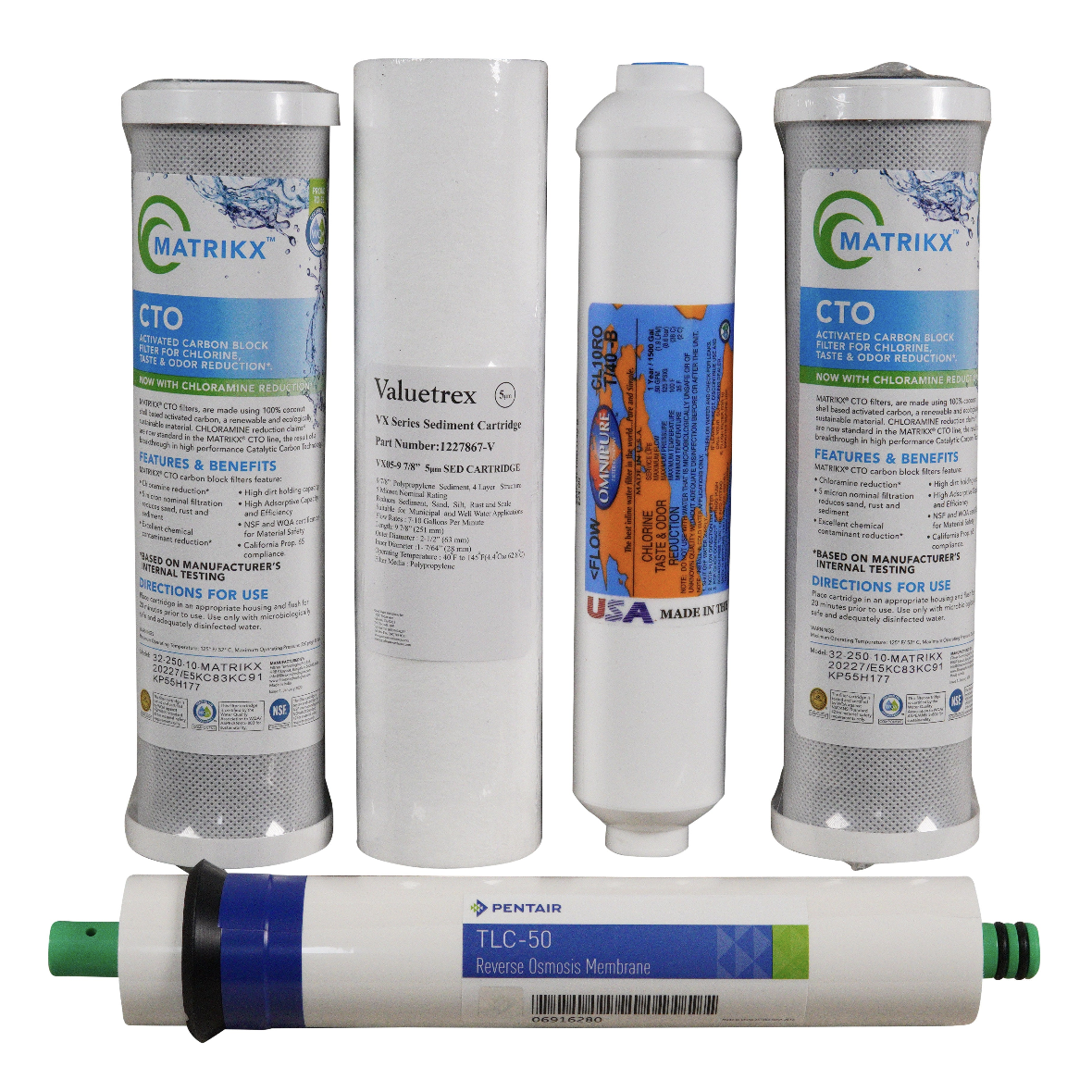 Goldline Reverse Osmosis 4 Filters and 1 Membrane Combo Pack | Bundle