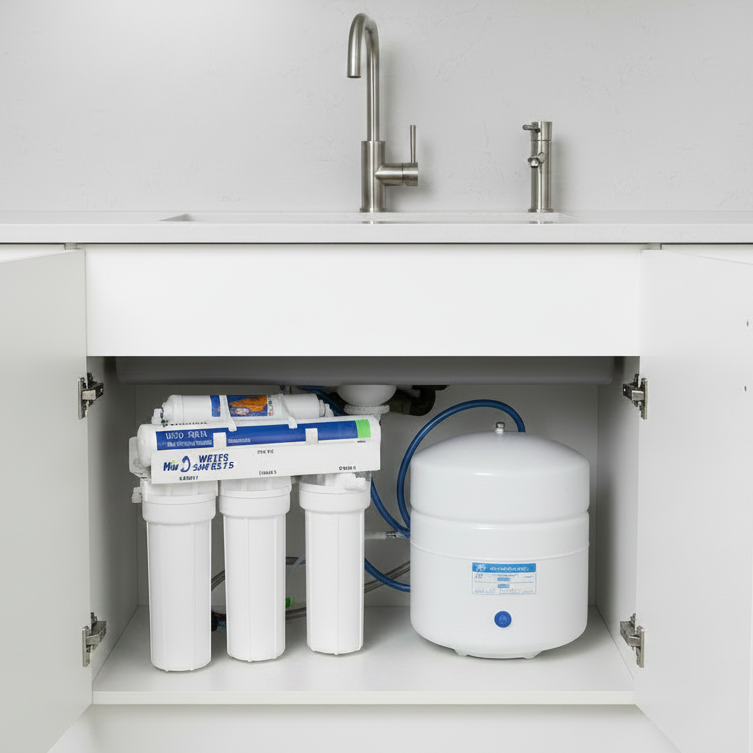 HUM Water Saver 75 gpd Reverse Osmosis System Brushed Nickel Faucet