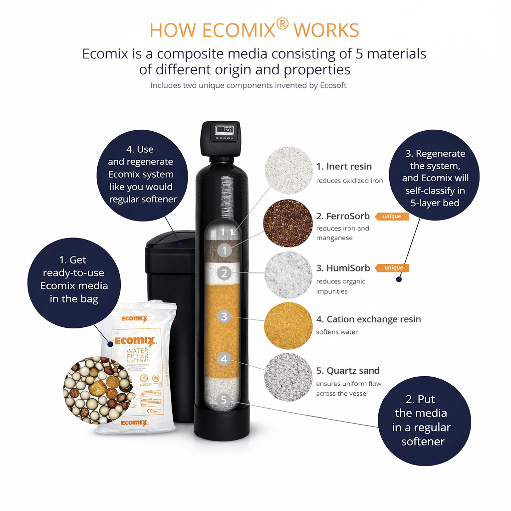 Ecomix Whole House Water Softener & Iron Filter System 2.5