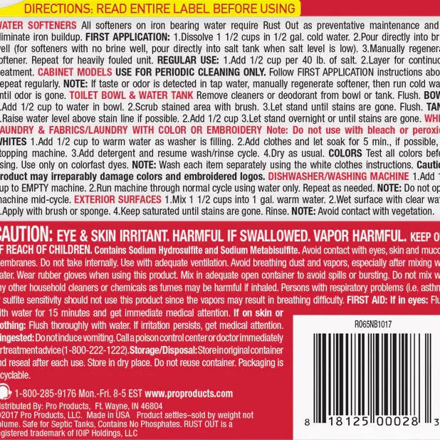 PRO Rust Out® Water Softener Cleaner - High Iron