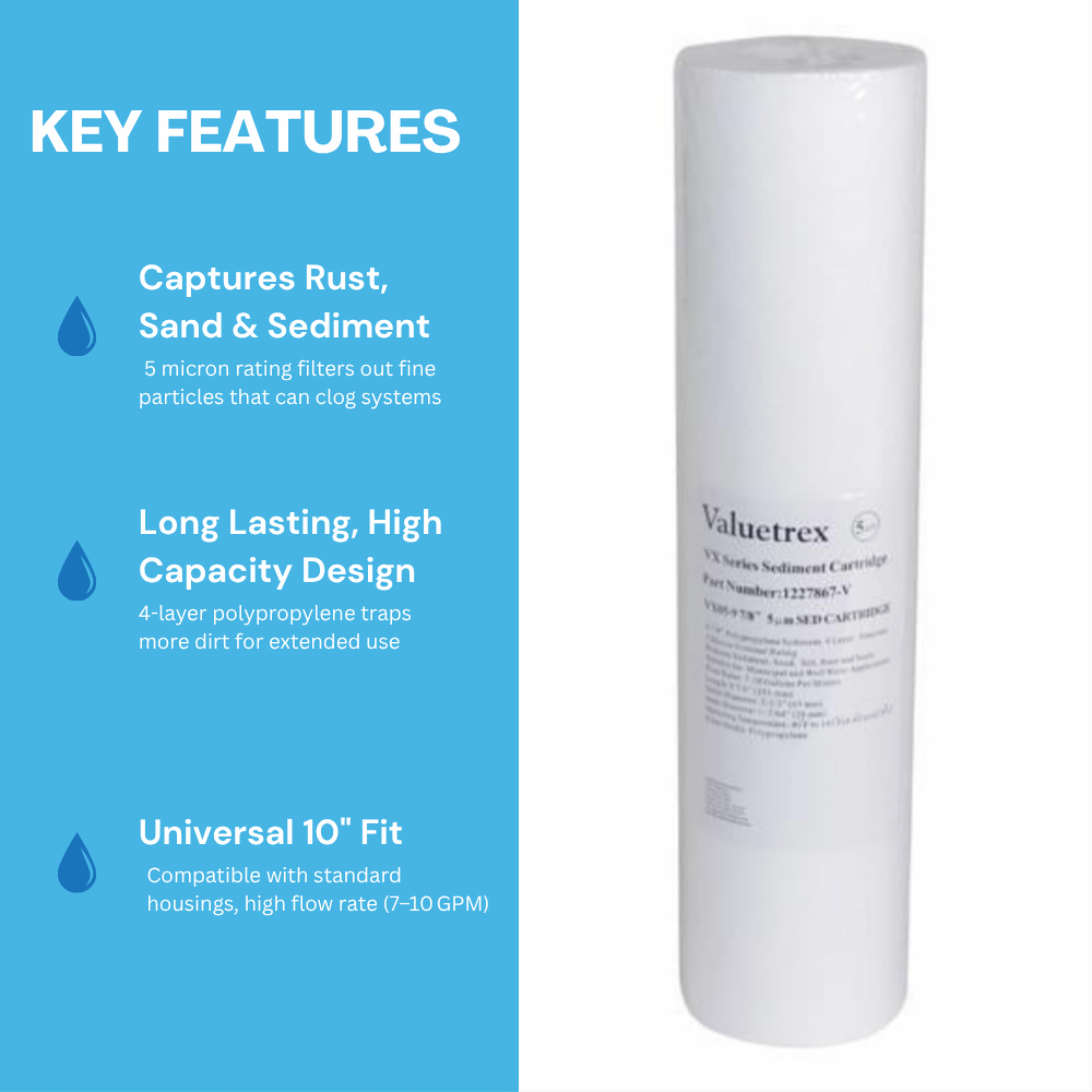 Valuetrex 5 Micron 10" Sediment Water Filter #1227867-V