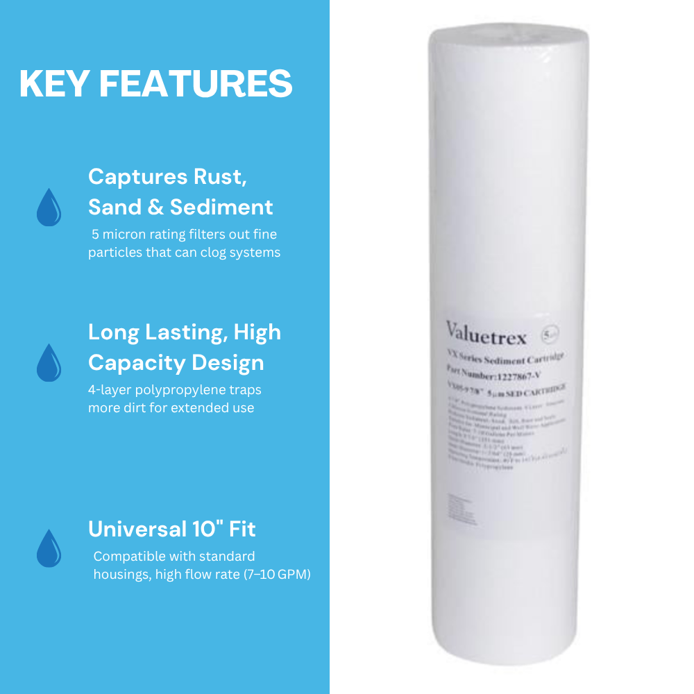 Valuetrex 5 Micron 10" Sediment Water Filter #1227867-V