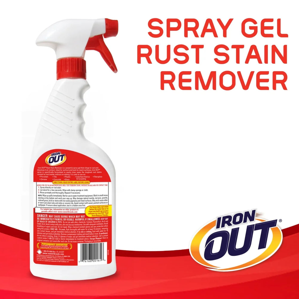 Iron Out Rust Stain Remover Spray Gel, 16 oz