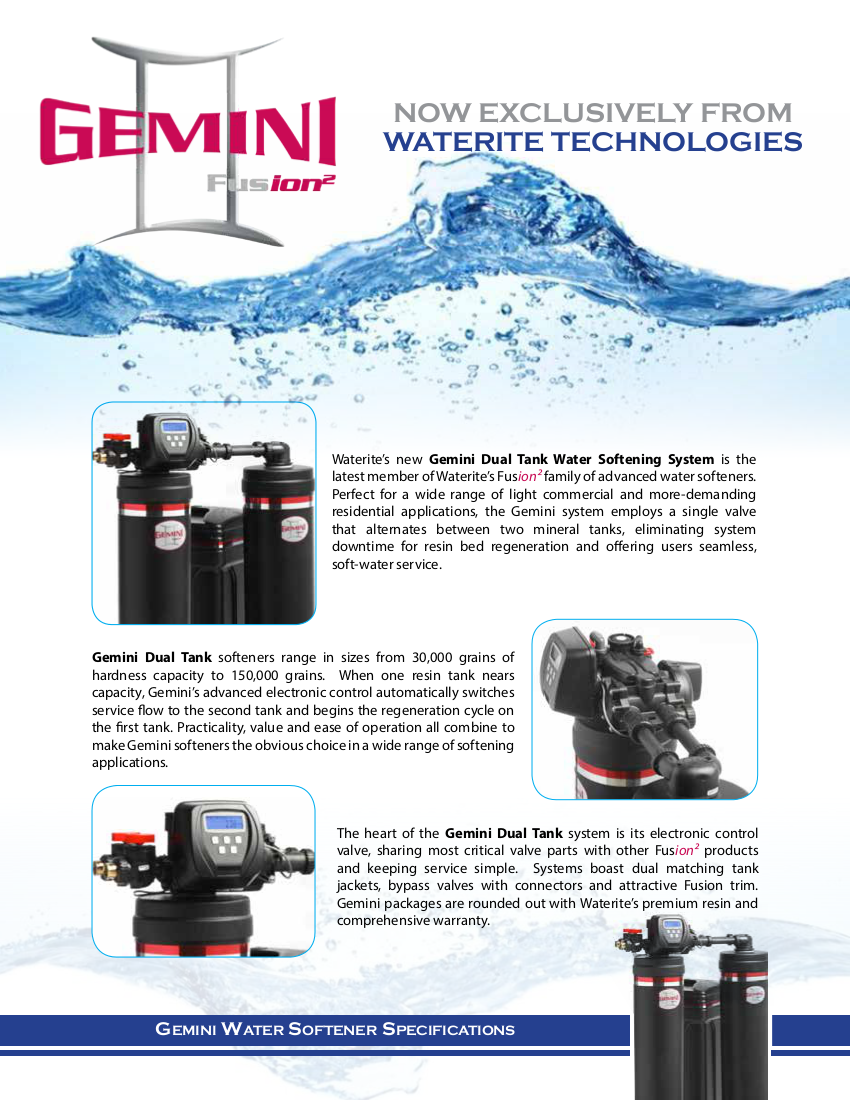 HUM Gemini Dual Water Softener 90K  Free Ship